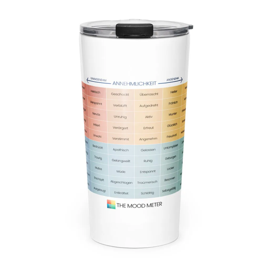 Mood Meter Edelstahl-Wasserflasche mit Trinkhalmdeckel – Deutsche Ausgabe